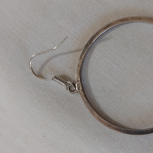 Silver Hoop Earrings Stamped Great Condition - Picture 2 of 4